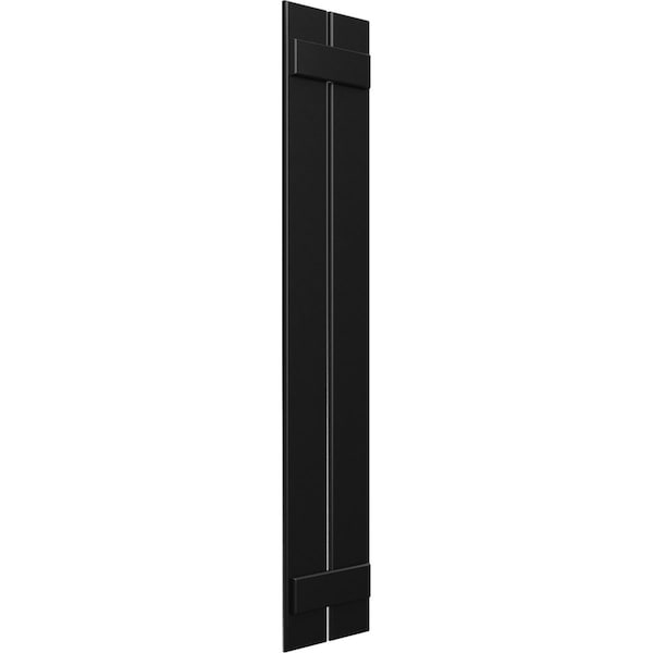 True Fit PVC Two Board Spaced Board-n-Batten Shutters, Black, 11 1/4W X 74H